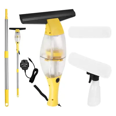 Window vacuum cleaner set with telescopic handle, spray bottle and mm blade for windows, tiles