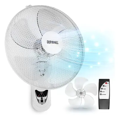 Duronic Wall Fan FN55 WE Wall Mounted Fan with Remote Control, Inch Fan, Speeds, Timer, White Fa