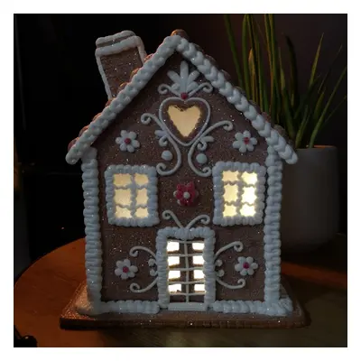 24cm Battery Operated LED Edelweiss Chalet Christmas Gingerbread House Decoration