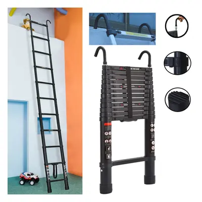 (3.8M/12.5FT) Telescopic Ladder with Hooks Max Capacity 150kgs Aluminum Portable Extension Ladde