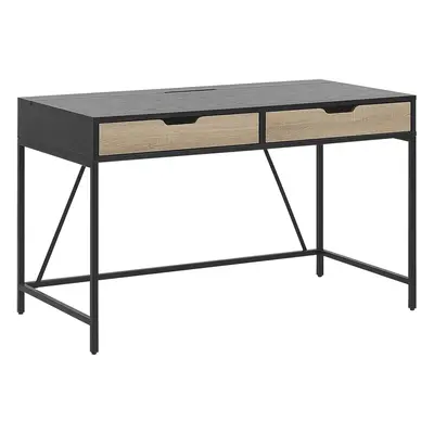 Home Office Desk with Storage Black JENA