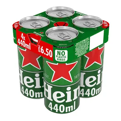 Heineken Premium Lager Beer Cans 4x440ml (Case of 6, x 4x440ml)