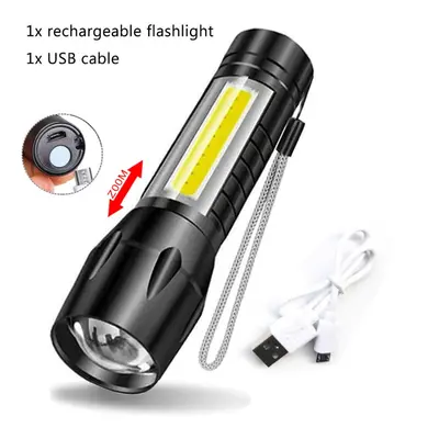 (B Packing) Portable Rechargeable Zoom LED Flashlight Torch Lantern Lighting Modes Camping Light