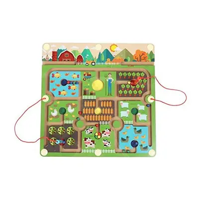 Kids Magnetic Wooden Maze Toy Children Brain Training Board Game Encourages Fine Motor Skills Ed