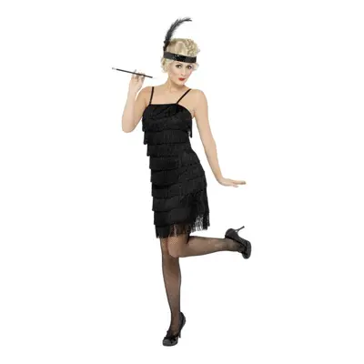 (XL, Black) Smiffys Womens/Ladies Deluxe Flapper Fringe Costume Set