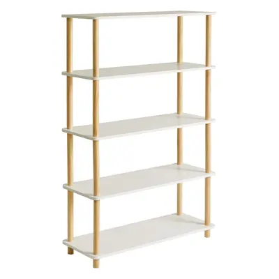 (5-Tier) 5-Tier Wooden Open Bookcase - Modern Freestanding Bookshelf Storage