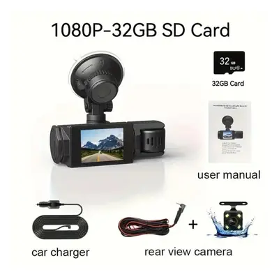 (black, 3Channel Dash Cam+32G) 1080p Wifi Channel Dash Cam, 1080p Wifi Dash Cam For Car, G-senso