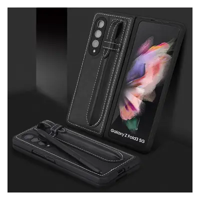 (black, For Galaxy Z Fold3) Luxury Genuine Leather S-pen Pouch Sleeve Cover For Samsung Galaxy Z