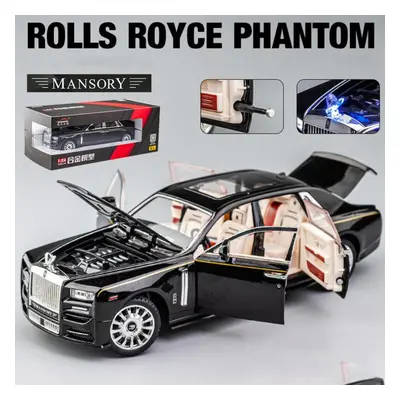 (black, 1/24-21x6.8x5.7cm) 1/24 Scale Phantom Model Car, Zinc Alloy Pull Back Toy Car Metal Die 