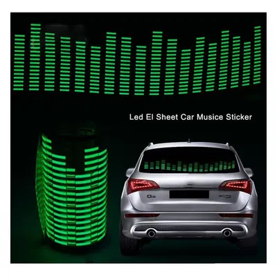 (green, 80*19cm) Car Rear Window Sticker Led Sound Activated Equalizer Car Neon El Light Music R