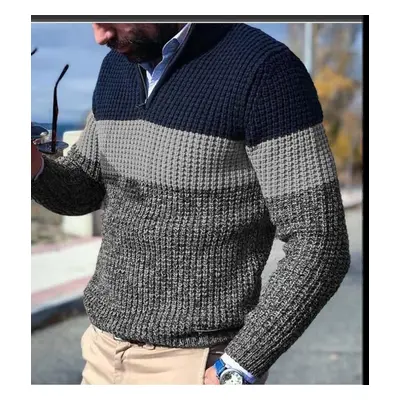 (grey, XXXL) Men Knitted Sweater Autumn Winter Warm Pullover Jumper Plus Size Long Sleeve Casual