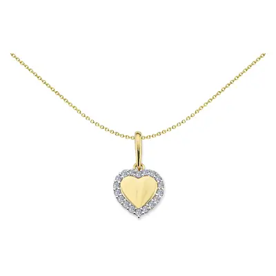 Jewelco London Ladies 2-Colour 9ct Gold CZ Framed Love Heart Halo Pendant Necklace inch - G9P602