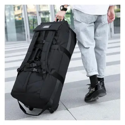 (black) Foldable Traveling Wheeled Bags Unisex Universal Travel Bag With Wheel Large Capacity Lu