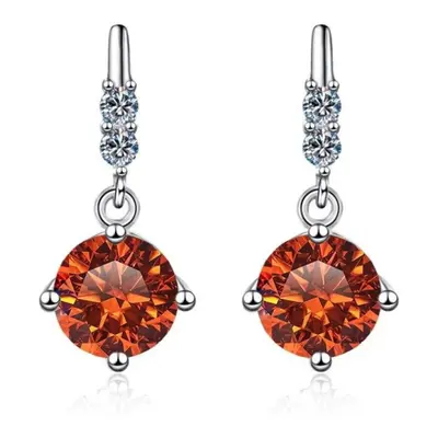 (orange, 1ct*2) Bague Ringen S925 Silver Mossan Diamond Fringe Moving Earrings To Give Girlfrien