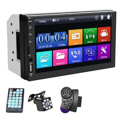 (Type 1+Control and Camera) Car Radio Din Mp5 Player Inch Touch Screen Multimedia Fm Aux Input B