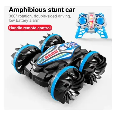 (handle RC, Blue) Dual Mode Remote Control Stunt Amphibious Car