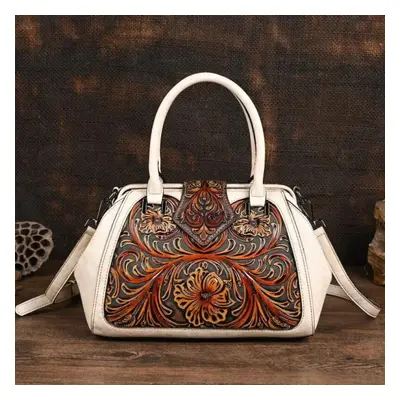 (beige) Spring New Retro Embossed Women Leather Bag Luxury Handbag Versatile Female Shoulder & C