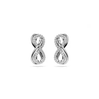 Swarovski Hyperbola White Rhodium Plated Infinity Stud Earrings