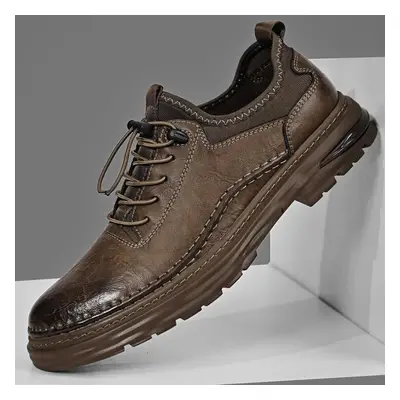 (khaki, 44) Men&apos;s Casual Leather Shoes Driving Shoes