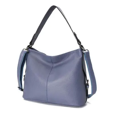 (blue, 33cm*10cm*26cm) Soft Genuine Leather Shoulder Bag Women Messenger Bag Casual Female Cross