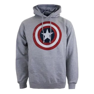 (L, Heather Grey) Captain America Mens Shield Hoodie