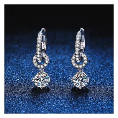 (as the picture, 0.5ct 5mm) Moissanite Drop Earrings For Women White Gold Plated Lab Diamond Spa