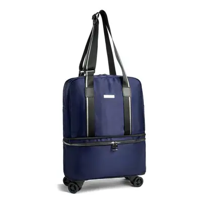 (blue, L) Large Capacity Portable Waterproof Luggage Long-distance Lightweight Luggage Storage B