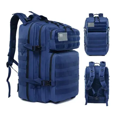 (blue) 45l Military Tactical Backpacks Molle Army Assault Outdoor Pack Day Bug Out Bag Travel Gy