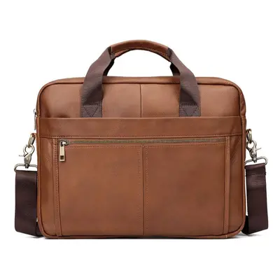 (brown) Humerpaul Genuine Leather Men Shoulder Bag Large Capacity Briefcase