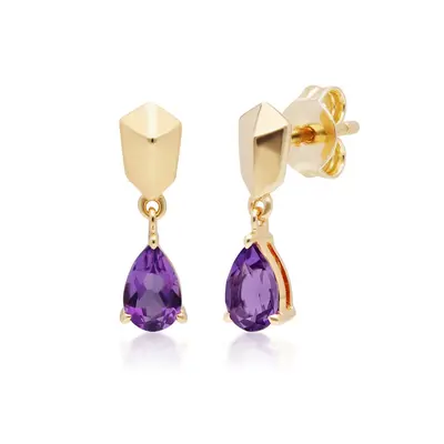 Micro Statement Amethyst Drop Earrings in Gold Plated Sterling Silver