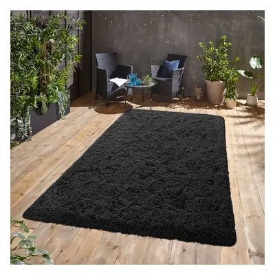 (160cm x 230cm (5ft 3" x 7ft 6"), Black) Non Slip Rugs Shaggy Thick Large Living Room Rugs Bedro