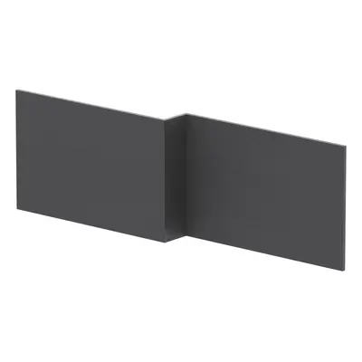 1700mm Edge/Power Shape Square Front Bath Panel - Textured Woodgrain Graphite Grey