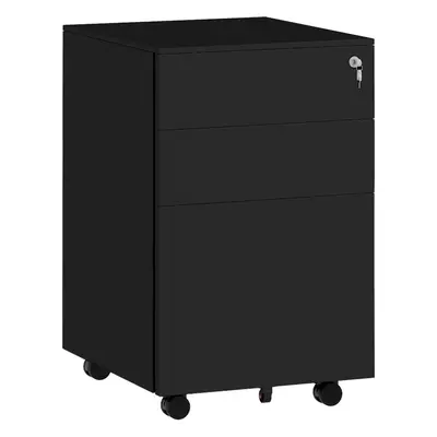 Vinsetto Steel File Cabinet with Lock Hanging Bar for Letter A4 Legal Size Black