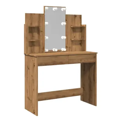 (artisan oak) vidaXL Dressing Table with LED Lights Cosmetic Table Makeup Desk