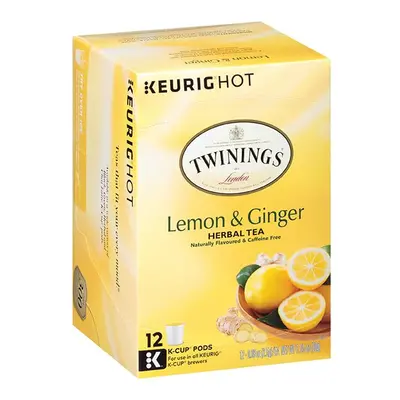 Twinings of London Lemon ginger Herbal Tea, K cup Tea for Keurig, Naturally caffeine Free Blend,