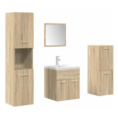 (sonoma oak) vidaXL Piece Bathroom Furniture Set Concrete Grey Engineered Wood