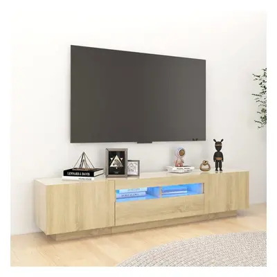 vidaXL TV Cabinet with LED Lights Sonoma Oak 180x35x40 cm TV Stand Hifi Cabinet