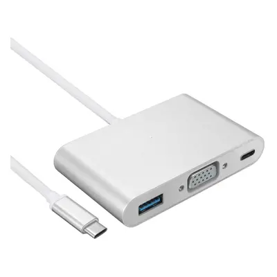 (Silver) USB 3.1 type C to VGA Converter Monitor USB 3.0 Type C Female Charger Adapter for Macbo