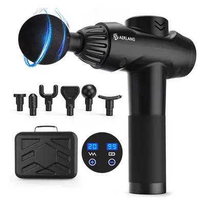 (Black) Massage Gun Deep Tissue, Portable Muscle Massager, Massage Heads Powerful Percussion Mas