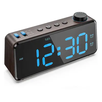 ANJANK Bedside Radio Alarm Clock - 0-100% Dimmer, Dual Alarm with Weekday or Weekend Mode, USB C