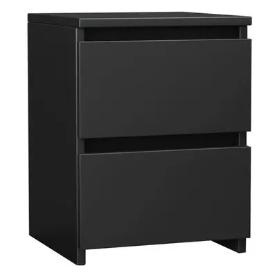 (2 Drawer Bedside Cabinet, Black) NRG Chest of Drawers Bedside Table Storage Drawer Unit Bedroom