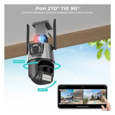 8MP 4K WiFi IP Camera Wireless Home Security PTZ IR Cam Outdoor Dual Lens CCTV