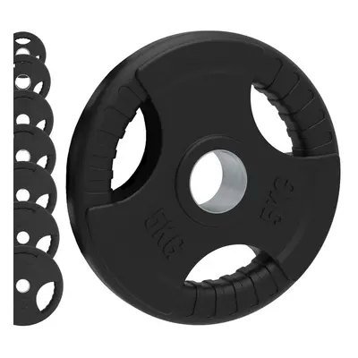 Olympic Tri-Grip Rubber Weight Plates Black Pairs Sets 7.5kg