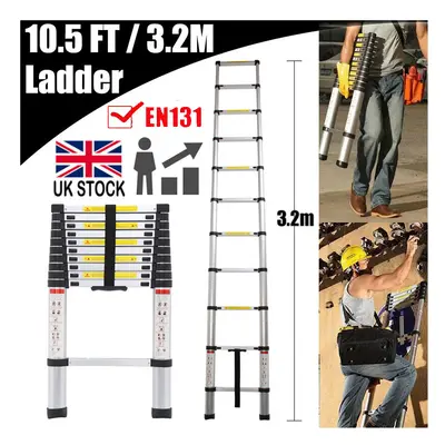 3.2M Heavy Duty Aluminium Telescopic Ladder Extension Extendable Steps