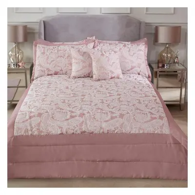 Maison Duchess Paisley Luxury Bedspread and Pillow Shams Set Blush 220x240cm