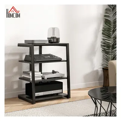 HOMCOM HiFi Rack Stand w/ Power Strip Rack 4-Tier Record Player Stand Black