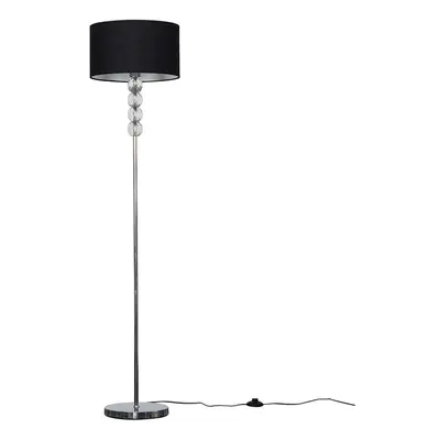 Modern Chrome & Clear Acrylic Balls Floor Lamp with a Black Drum Shade