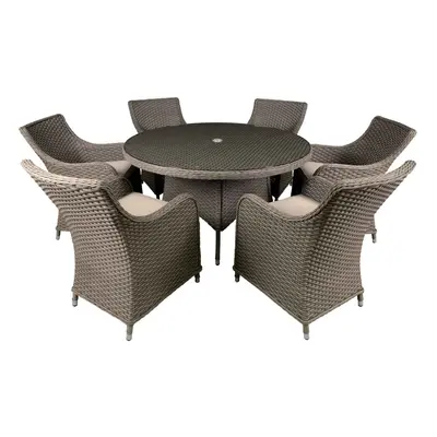 Chester Piece Rattan Wicker Outdoor Dining Set with Tempered Glass Table Top - DG85