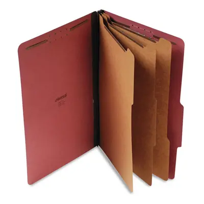 Universal Pressboard Classification Folder Legal Eight-Section Red 10/Box