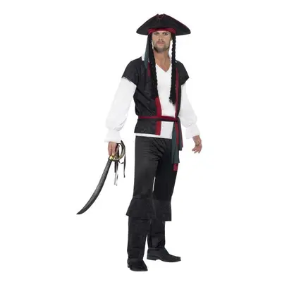 Smiffy's Men's Aye Aye Pirate Captain Costume, Top, Trousers, Tie And Hat With